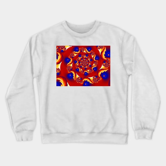 Red, blue and yellow spiral fractal Crewneck Sweatshirt by pinkal